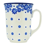 Polish Pottery 16 oz. Bistro Mug. Hand made in Poland and artist initialed.