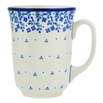 Polish Pottery 16 oz. Bistro Mug. Hand made in Poland and artist initialed.