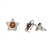 Baltic Amber And  Silver Stud Star Earrings 0.25" Cognac