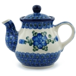 Polish Pottery 12 oz. Coffee or Tea Pot. Hand made in Poland and artist initialed.