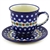 Polish Pottery 10 oz Cup with Saucer. Hand made in Poland and artist initialed.