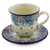 Polish Pottery 10 oz Cup with Saucer. Hand made in Poland. Pattern U4708 designed by Maria Starzyk.