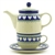 Polish Pottery 16 oz. Personal Teapot Set. Hand made in Poland and artist initialed.