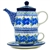 Polish Pottery 16 oz. Personal Teapot Set. Hand made in Poland and artist initialed.