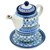 Polish Pottery 16 oz. Personal Teapot Set. Hand made in Poland and artist initialed.