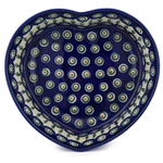 Polish Pottery 10" Heart Shaped Baking Dish. Hand made in Poland and artist initialed.