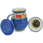 Polish Pottery 15 oz. Herbal Mug And Infuser. Hand made in Poland and artist initialed.