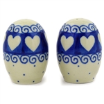 Polish Pottery 2" Salt and Pepper Set. Hand made in Poland and artist initialed.