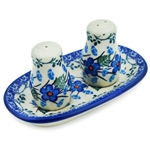 Polish Pottery 2" Salt and Pepper Set. Hand made in Poland and artist initialed.