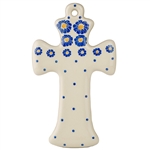 Polish Pottery Cross 7.5". Hand made in Poland and artist initialed.