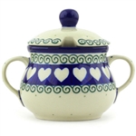 Polish Pottery 7 oz. Sugar Bowl. Hand made in Poland and artist initialed.