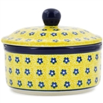 Polish Pottery 5" Round Butter Dish. Hand made in Poland and artist initialed.