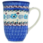 Polish Pottery 17 oz. Bistro Mug. Hand made in Poland and artist initialed.