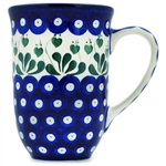 Polish Pottery 17 oz. Bistro Mug. Hand made in Poland and artist initialed.