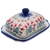 Polish Pottery 7" Butter Dish. Hand made in Poland and artist initialed.