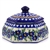 Polish Pottery 4" Trinket Box. Hand made in Poland. Pattern U90 designed by Barbara Fidelus.