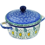 Polish Pottery 5.5" Baker with Cover. Hand made in Poland and artist initialed.