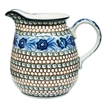 Polish Pottery 1.5 qt. Pitcher. Hand made in Poland. Pattern U53A designed by Anna Pasierbiewicz.