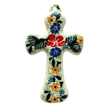 Polish Pottery 5" Cross. Hand made in Poland. Pattern U2544 designed by Maria Starzyk.