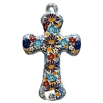 Polish Pottery 5" Cross. Hand made in Poland. Pattern U4654 designed by Maria Starzyk.