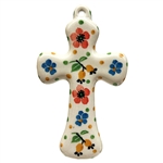 Polish Pottery 5" Cross. Hand made in Poland and artist initialed.
