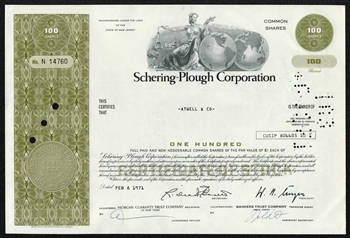 Schering-Plough Corporation Stock Certificate