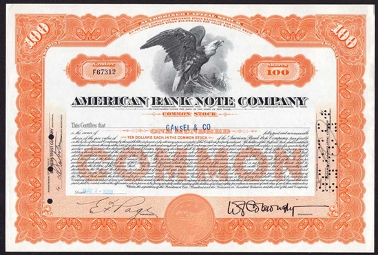 American Bank Note Company Stock Certificate