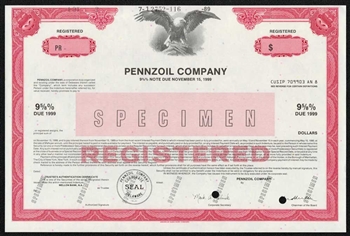 Pennzoil Company Specimen Certificate