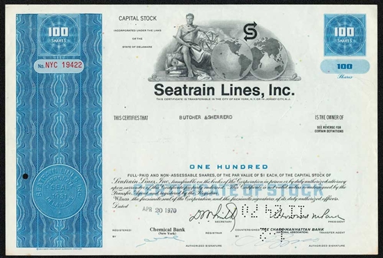 Seatrain Lines, Inc. Stock Certificate