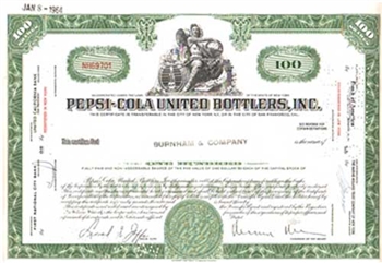 Pepsi-Cola United bottlers, Inc. Stock Certificate