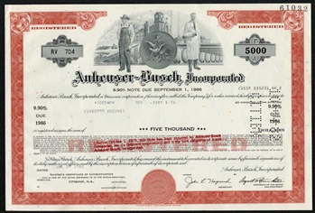 Anheuser-Busch, Inc. Bond Certificate