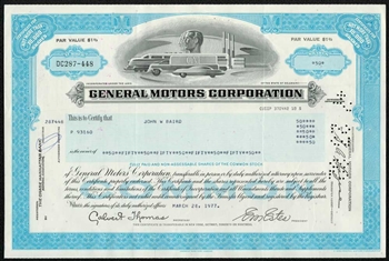 General Motors Corp. Stock Certificate