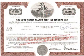 SOHIO/BP Trans Alaska Pipeline Finance Inc. Stock Certificate