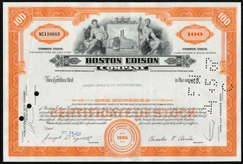 Boston Edison Company Stock Certificate