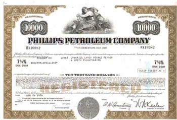 Phillips Petroleum Company Stock Certificate-Green