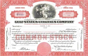 Gulf States Utilities Company Stock Certificate- Red
