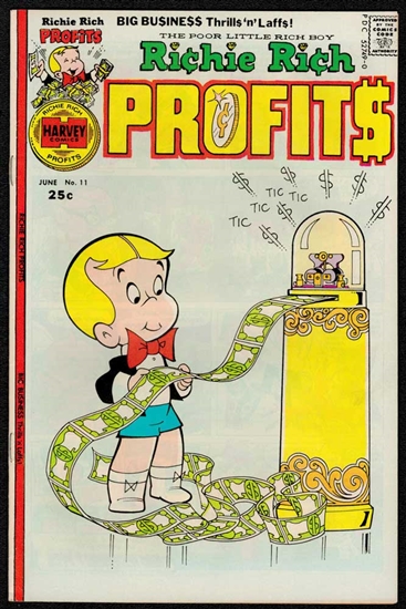 1976 Richie Rich Profits Comic Book with Ticker Machine Cover