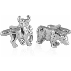 Silver Bull Bear Cufflinks