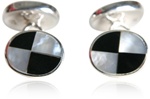 Sterling Silver Onyx Mother of Pearl Cufflinks