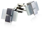 Clamped Silver Glass Cufflinks