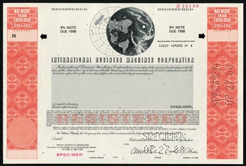 IBM International Business Machines Specimen Bond Certificate
