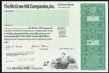 The McGraw-Hill Companies, Inc. Specimen Stock Certificate