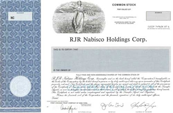 RJR Nabisco holdings Corp. Specimen Stock Certificate