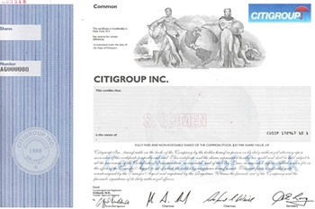 Citigroup Inc. Specimen Stock Certificate