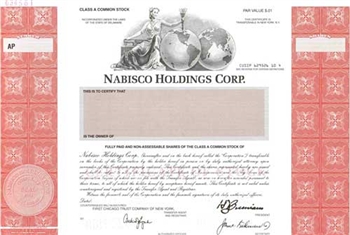 Nabisco Holdings Corp. Specimen Stock Certificate