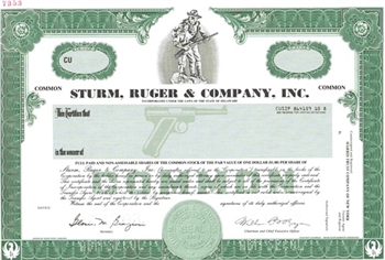 Sturm, Ruger, & Company, Inc. Specimen Stock Certificate