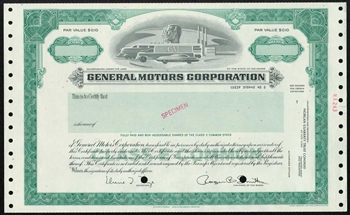 General Motors Corp. Specimen Stock Certificate