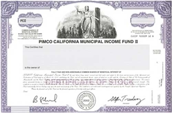Pimco Calif Muni Income Fund II Specimen Stock Certificate