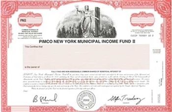 Pimco New York Muni Inc Fund II Specimen Stock Certificate