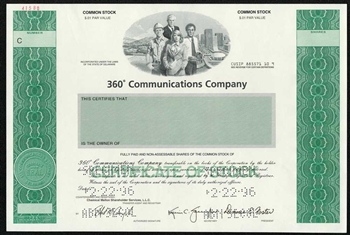 360* Communcations Company Specimen Stock Certificate